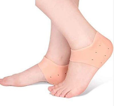 CTIYACART Silicone Gel Heel Pad Socks for Pain Relief - 1 Pair (Beige, Free Size) Heel Support(Beige)