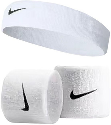GYMGALAXY Sweatband Set Sports Headband Wristband Sweatbands Terry Cloth Athletic Exercise Head Support(White)