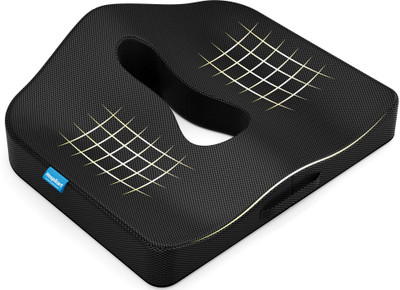 HOSPIKART Cool Gel Memory Foam Plus Coccyx Seat Cushion for Tailbone, Back & Sciatica Pain Back / Lumbar Support(Black)