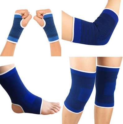 Lifetimeheealth Knee Ankle Elbow Palm Support Combo, Free Size, Compression Sleeves Blue Hand Support