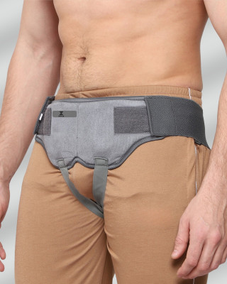 Z-REHAB Adjustable Inguinal Support | Removable Truss Pads | Left/Right/Dual Side Use Abdominal Belt(Grey)