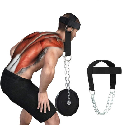 Fitcozi Adjustable Strap Neck Exercise Gym Heavy Duty Metal Chain Head Support(Black)