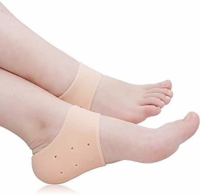 CROMIFY Anti Crack Full Length Silicon Moisturizing Heel Pads Heel Ankle Support(Beige)