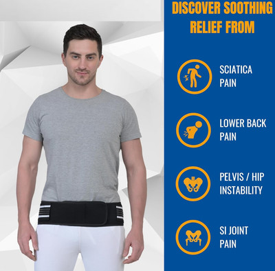 Spegi Sacroiliac SI Joint Hip Support Belt - Pain Relief Lower Back Back / Lumbar Support(Black, White)