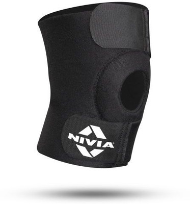 NIVIA Basic Knee Patella Support adjustable with Velcro- Free Size(Black) Knee Support(Black)