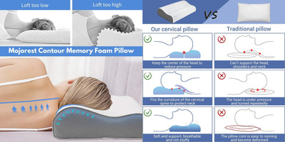 HIRUSH ENTERPRISE Memory Foam Abstract Sleeping Pillow Pack of 1(White)