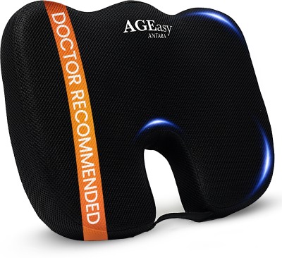 AGEasy Orthopedic Coccyx Seat Cushion -Tailbone & Sciatica Pain Relief with Memory Foam Back / Lumbar Support(Black)