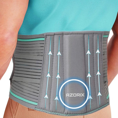 AZORIX Lumbar Support Belt for men & women LS Belt for Backpain Releif Back / Lumbar Support(Grey)