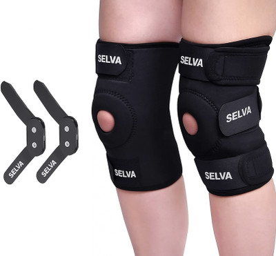 SELVA Premium Neoprene Hinged Dual(Pair) Knee Support(Black)