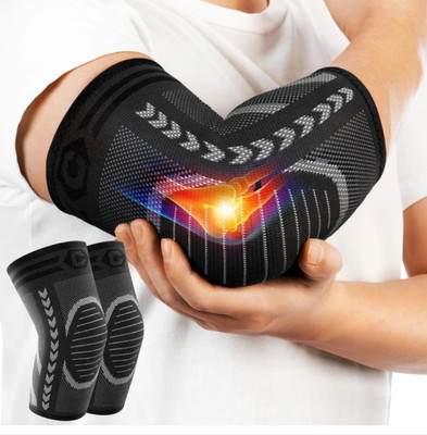 sPORTZ Pack Of 2] Elbow Brace Compression tendonitis, Tennis Elbow Elbow [M/Size] Elbow Support(Grey)