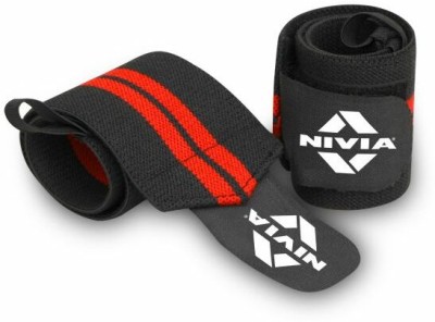 NIVIA Weight Lifting Wrist Support, with Thumb Loop Strap for Gym (Red/Black) Wrist Support(Black)