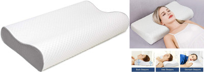 RUSHABH ENTERPRISE Memory Foam Abstract Sleeping Pillow Pack of 1(White)