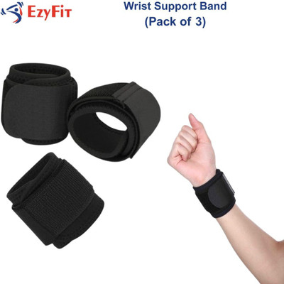 Ezyfit Wrist Wrap Neoprene Band with Velcro – Sports Band for Pain Relief, One Size Wrist Support(Black)