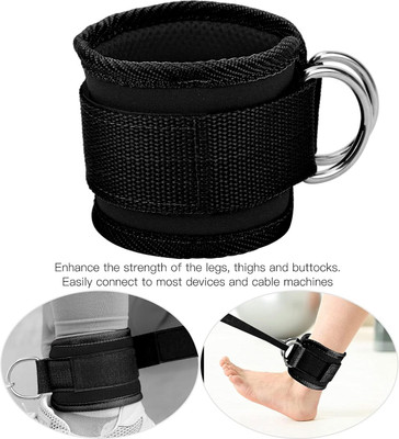 DreamPalace India Heavy D Ring Padded Ankle Band for Gym Workout Ankle Support(Black)