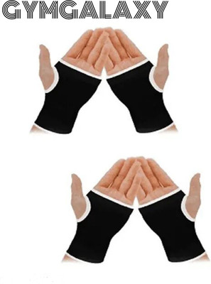 GYMGALAXY 2 Pairs Elastic Palm Wrist Glove Hand Grip Protector Brace Sleeve Support Wrist Support(Black, White)