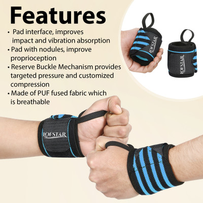 Lofstar Wrap Band Strap for gym fitness Wrist support weight lifting-1 Pai (Blue) Wrist Support