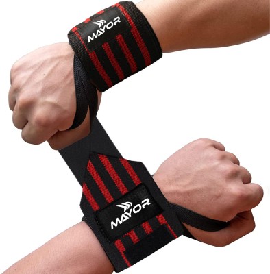 MAYOR Secure Wrist Wrap for Gym and Exercise, Men and Women Fitness Band Workout Wrist Support(Red, Black)