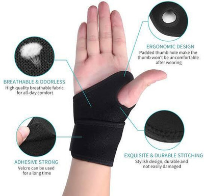 fastcare WRIST BRACE WRIST SUPPORT With Thumb Support NEOPRENE 1 PCS BLACK PREMIUM Wrist Support(Grey)