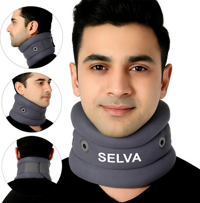 SELVA Soft Cervical Collar Adjustable Neck brace Relieves Pain & Pressure Neck Support(Grey)