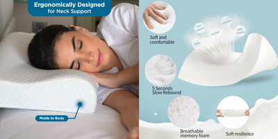 ANUSHKA ENTERPRISE Memory Foam Geometric Sleeping Pillow Pack of 1(White)