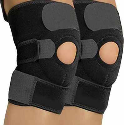 DreamPalace India Pack of 2 Padded Adjustable Knee Guard , Knee Cap Knee Support(Black)