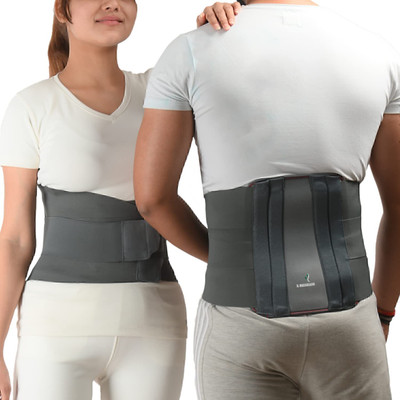 K SQUARIANS Contoured Lumbar Sacral Belt | Contoured L S Belt for Women & Men Back / Lumbar Support(Grey)
