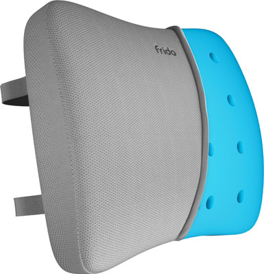 Frido Back Support Lumbar Cushion, Improves Posture While Sitting, with Dual Strap Back / Lumbar Support(Grey)