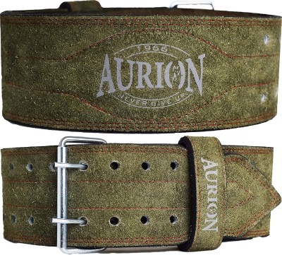 Aurion Genuine Leather Chrome Buckle Pro Weight Lifting Belt For Deadlifts Powerlifting Weight Lifting Belt