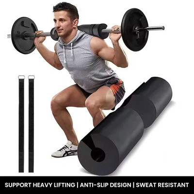 SLOVIC Barbell Pad with Adjustable Strap | High-Density Foam Cushion for Squats Shoulder Support(Black)