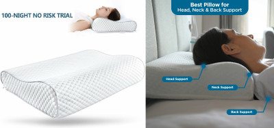 HIRUSH ENTERPRISE Memory Foam Polka Sleeping Pillow Pack of 1(White)