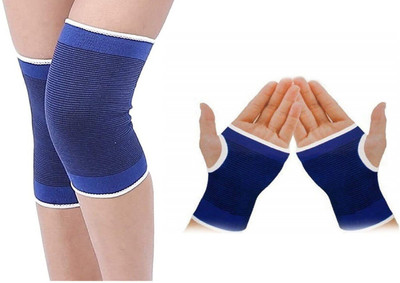 IRONCORE Combo Of Unisex Elastic Protector Plam Support Sleeves for Pain Relief With Knee Support