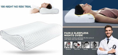 PRATIK MARKETING Memory Foam Abstract Sleeping Pillow Pack of 117(White)