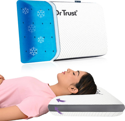 Dr Trust USA Orthopaedic Memory Foam Cool Gel Sleeping Support-356 Neck Back Pain Relief Cervical Pillow(White)
