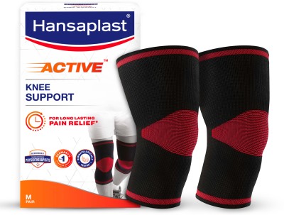 HANSAPLAST Active Knee Support for Men Women | Pair | Size M | Knee cap for gym & sports Knee Support(Black)