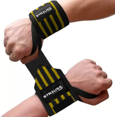 Strauss Wl Cotton Wrist Band |Wrist Wrap with Thumb Loop for Gym, Weight Lifting&Workout Wrist Support(Yellow)