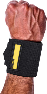 Muscleape Flexible Wrist Support For All Strength Sports|20X3 inch|Thumb Loop Wrist Support(Black, Yellow)