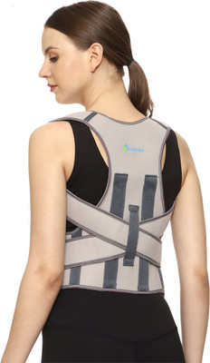 JUSTIFIT Posture corrector belt for men and women for back pain shoulder support Posture Corrector(Grey)