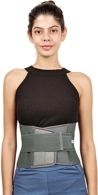 KRIKISH Lumbo Sacral belt contour (LS Belt )with double support SMALL Back / Lumbar Support(Grey)