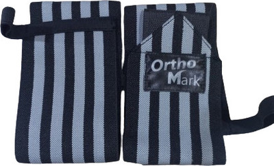 OrthoMark Gym Wrist Band Black Grey Stripped 4 Line Wrist Support(Black)
