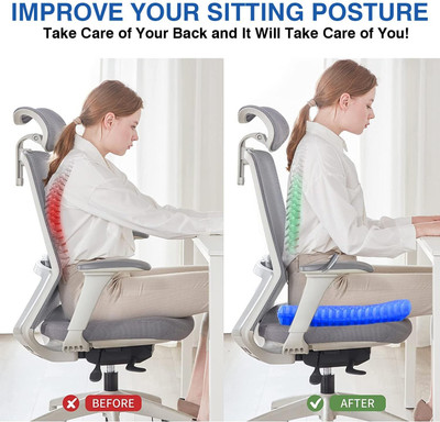 MAITRI ENTERPRISE Sciatica Pain Back Pain Cushion Chair Pad with Non-Slip Cover(Double Layer)M131 Back / Lumbar Support(Blue)