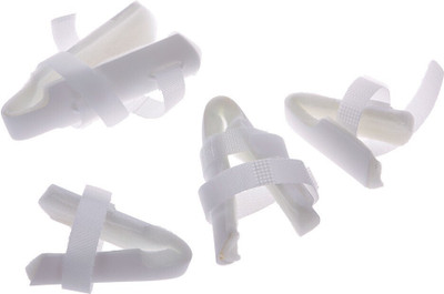 IRIS New Finger Splint Two Sided Curved Foam Protector Brace Support With Strap Splints(White)