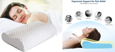 PRATIK MARKETING Memory Foam Floral Sleeping Pillow Pack of 37(White)