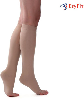 Ezyfit Imported Class II Compression Cotton Varicose Vein Stockings-Calf Length-Below Knee Support(Beige)