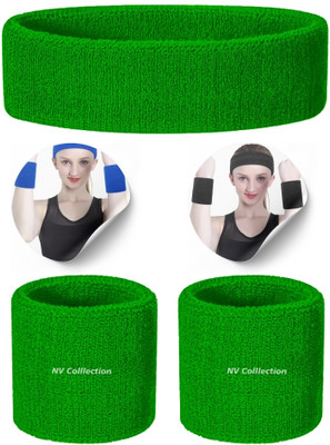 NV COLLECTION Soft Cotton Combo: Headband + Wristbands for Gym Head Support(Multicolor)