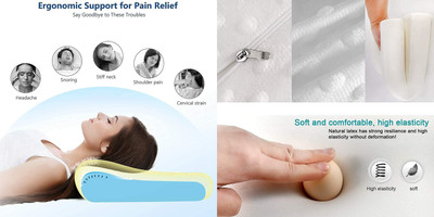 PRATIK MARKETING Memory Foam Motifs Sleeping Pillow Pack of 214(White)