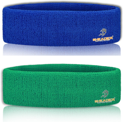 SHEADER Moisture Wicking Multipurpose Work Out Cotton Headband for Men's & Women's Head Support(Blue, Green)