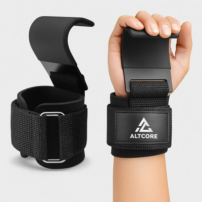 ALTCORE Wrist Hooks for Weightlifting Wrist Support(Black)