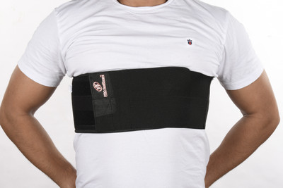 PRO Healthcare Rib Belt Chest Wrap Injury Binder Compression & Support for Men & Women (Black) Back / Lumbar Support(Black)