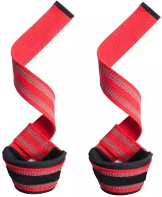 Fitcozi Power Gym Training Padded Straps / Weight Lifting Hand Bar Belts Wrist Support(Red)