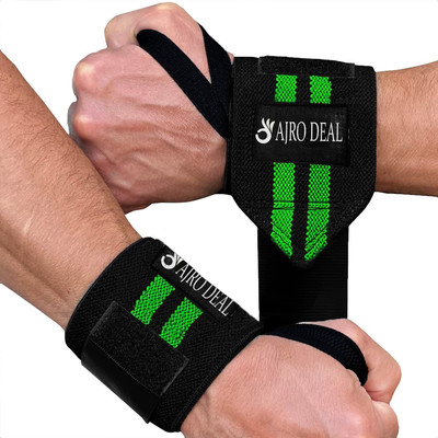 AJRO DEAL Weight Lifting Training Gym Straps with Thumb Wrist Support Wrist Support Wrist Support(Green)